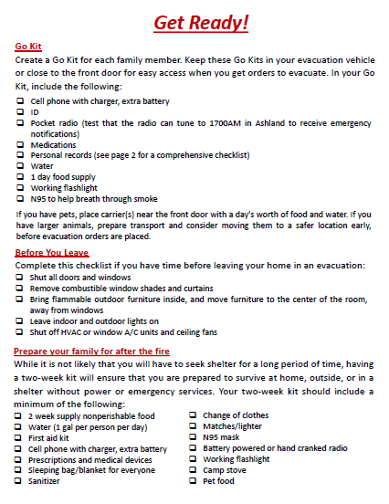 evacuation checklist