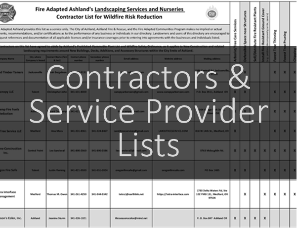 Contractors and Service Provider Lists